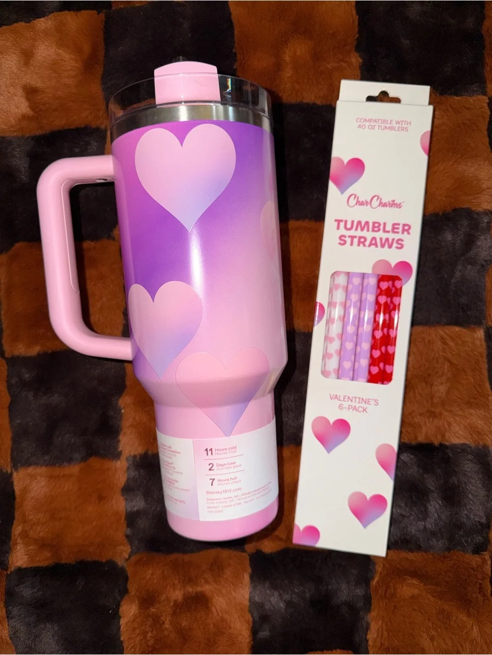 Stanley Valentine’s Day 2026 Tumbler 40 oz Powder Pink Heart Gradient Exclusive - Picture 2 of 8